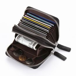 The RFID Blocking Leather Wallet with Coin Zipper Pocket, Cute Double Zipper Credit Card Holder Protector ID Card Window for Women or Men