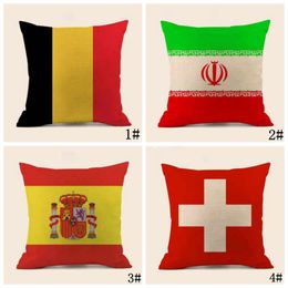 2018 Russia World Cup Ball National Emblem Team Logo Cotton and Cotton Gift Pillow Case Linen Cushion France Brazil Argentina Pillowcase