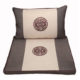 Embroidered Joyous Cotton Linen Seat Cushion for Sofa Chair Decorative Ethnic Back Cushion Chinese style Lumbar Pillow