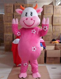 2018 High quality Cartoon Character Adult cute lovely cow Mascot Costume Fancy Dress Halloween Party Costume