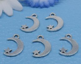 200Pcs Tibetan Silver Moon Star Charms Pendant For Jewellery Making 20x14mm