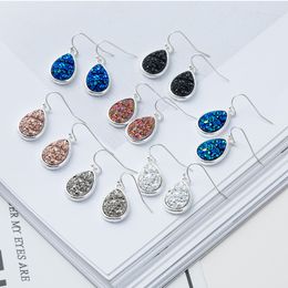 Fashion 6colors druzy drusy earrings silver plated Geometry faux stone dangle earrings for women Jewellery
