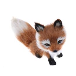 1pcs 12*6*8.5cm Small Simulation Fox Toy Mini Squatting Fox Model Home Decoration Wedding Birthday Gift Stuffed Plush Toys