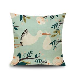 2020 7 Style Cartoon Flamingo Style Pillow Case Colourful Birds Leaf Pillow Cover Cute Animal Printing Cushion Cover Kids Gift YC2487B