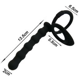 men penis cock ring anal plug black silicone sex toys butt expander a801 3 D18111502