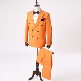 2022 trajes de boda para hombre naranja Hecho a la medida del Partido Popular Hombres anaranjada de la boda desgaste del juego Blazer Jacquard hombres para el baile del padrino de ajuste delgado traje (chaqueta + pantalones)