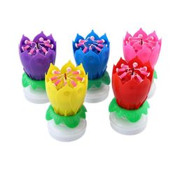 Musical Spinning Rotierende Lotus Flower Party Geburtstags Kerze Geschenk-1PC