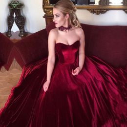 Sexy burgundy velvet prom dress ball gown long train evening gowns prom dresses custom made Exposed Boning plus size quinceanera dresses