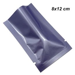 200 PCS 8x12 cm Aluminum Foil Glossy Purple Food Grade Open Top Bags for Dried Nuts Fruits Heat Seal Mylar Foil Vacuum Food Storage Pack Bag