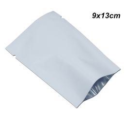 9x13 cm White Open Top Heat Sealable Foil Mylar Packets Food Storage Packing Bags Tear Notches Aluminum Foil Vacuum Sample Food Pack Pouches