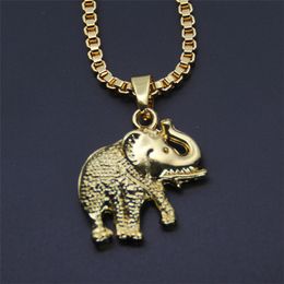 Hip Hop Elephant Pendant Necklace cuban chain Gold Plated With Elegant Gift Box