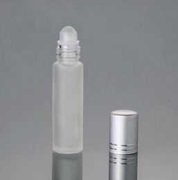 Refillable Frosted 10ml Roll On Glass Essential Oil Bottles With Steel Metal Roller ball For Fragrance Perfume LX1121