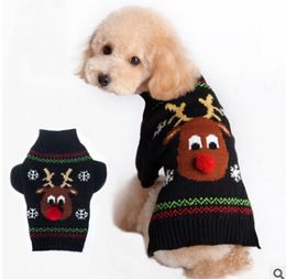 Christmas Pet Roupas Bonito Vermelho Nariz Rena Cão Gato Suéteres Inverno Quente Natal Elk Pet Dog Fato Vermelho Preto