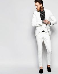 Últimos diseños de pantalón de abrigo Marfil chal solapa de doble botonadura traje de hombre 2019 Playa Esmoquin para hombre Trajes Blazer Skinny 3 piezas Masculino
