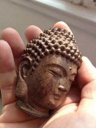 Old China Tibet carvings of Buddha head Statues Collectibles Buddha Religion 7CM