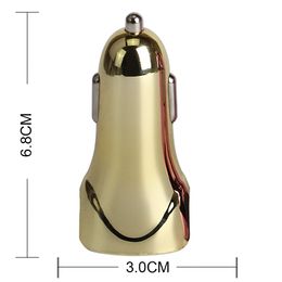 Common quality wholesale new gold plating Shark style flash of light 2usb dual port car chargering adapter for phone 5V 3.1 500pcs/lot