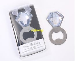 50pcs/lot Diamond Ring Crystal Bottle Opener For Wedding Favour Favour With Gift Box Elegant Bachelorette Party Favour