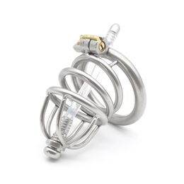 3 Styles Dormant Lock Design Male Stainless Steel Cock Cage Penis Ring Chastity Belt Devices with Silicone Catheter Bondage BDSM Sex Toy