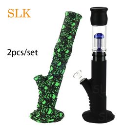 Thick 15 inch Hookah Glass Bongs Silicone Smoke Philtre Glass Water Pipes Oil Rigs portable DAB Silicone Bongs Smoking Pipe 420