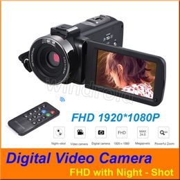 3" Touch screen FHD 1080P 16X Digital Zoom CMOS Lens 24MP Digital Video Cameras Camcorder DV with Night-shot Hotshoe + Remote Control by DHL