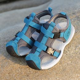 Insole Length 17-23 CM 8-14 Years Kids Genuine Leather Cow Split Closed Toe Mixed Colour Summer Beach Boys Sandals Shoes