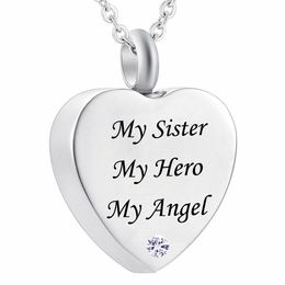 My Dad My Hero My Angel Cremation Jewellery Birthstone crystal Memorial Urn Necklace sister Heart Pendant Funnel Fill Kit