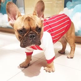 2018 Fashion Pet Dog Stripe Fleece Clothes Classic Coat Jacket Baseball Uniform for Yorkshire Bulldog Chihuahua Teddy- 35