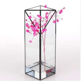 Aquarium Aquatic Plants Long Quadrangular Tetragonal Prism Geometric Hydroponic Glass Terrarium Display Vase Garden Flower Pot