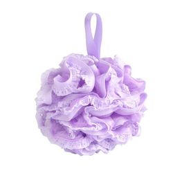 100pcs lot Fashion Lace Mesh Pouf Sponge Bathing Spa Handle Body Shower Scrubber Ball Colorful Bath Brushes Sponges ZA3949