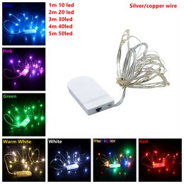 Umlight1688 1m 2m 3m 4m 5m 50LEDs led string Battery Operated Micro Mini Light Copper Silver Wire light For Christmas Halloween Decoration