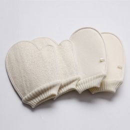 Exfoliating Loofah Glove Loofah Mitt Natural Luffa and Terry Cloth Material Body Scrubber for Men and Women