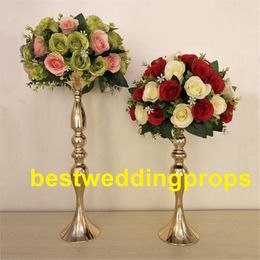 decoration elegant Tall New Arrival ! Gold Metal Vase, sliver mental Flower stand, Royal back Trumpet Vase For Decoration best017