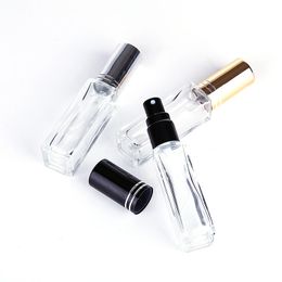 High Quality 6ml 9ml Mini Inflatable Glass Perfume Bottle with Black / Gold / Silver / Metal Spray fast shipping F1417