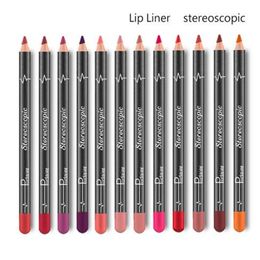 Pudaier 12 Colors/Set Colorful Sexy Matte Stick Waterproof Lasting Lip Liner Pencil Set Beauty Makeup Cosmetic lipliner DHL free shipping