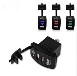 Waterproof Car Dual USB Socket Car Charger Power Adapter 3.1A 5V Output 12V-24V LED Light For USB Mobile Charger For Iphone Android Phone