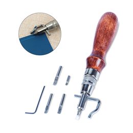 Leatherwork Craft Sets Stitching Groover Creasing Edge Beveler To Sew Crease Leather Adjustable 5 in 1 Tool