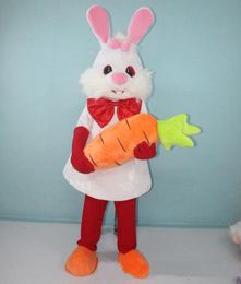 2018 Discount factory sale lovely white bunny rabbit mascot costume with carrot for adults to wear for sale
