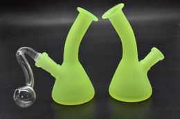 Colourful New Design Luminous mini Glass Water Pipes Bongs Pyrex Water Beaker dab Oil Rigs Bong with 10mm glass oil bowl