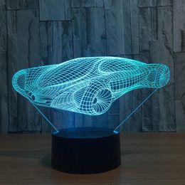 The Sports Car Shape 3D Illusion Night Light 7 Colours Changing LED Desk Lamp #R21