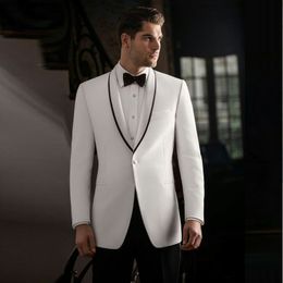 White Black Shawl Lapel Men Suits For Wedding Suits Best Man Slim Fit Bridegroom Groom Wear Blazer Tuxedos Prom Custom Made Jacket+Pants