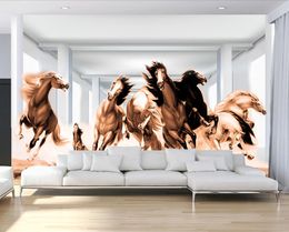 Custom nonwoven 3D stereoscopic wallpaper Horse running wallpaper for walls 3 d blackground photo soundproof wallpaper