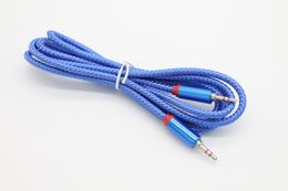 2m/6ft OD5.0 3.5mm Gold-plated Connectors Fabric Male to Male AUX Audio Cable Cord via DHL 100+