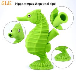 Hippocampal shape Smoking Hand Pipe Stylish silicone bongs Mini Size Tobacco Smoke Filter Pipes Portable Oil Burner Pipe cute christmas gift