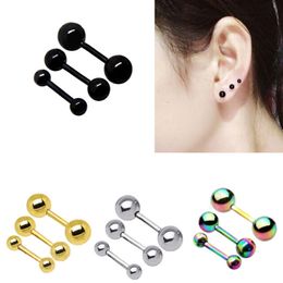 16g jewelry NZ - Ear Cartilage Tragus Earring 16G Surgical Steel Labret Piercing Lip Bar Ear Stud Helix Barbell Body Piercing Jewelry Silver Black Gold