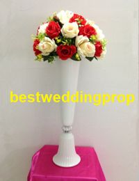 decoration elegant Tall new style white flower Metal Vases Gold Trumpet Vase For Decoration best0184