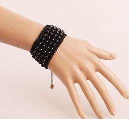 free new Handwork vintage string ladies black pearl bracelet simple and fashionable aesthetic bracelet fashion classic delicate and elegant
