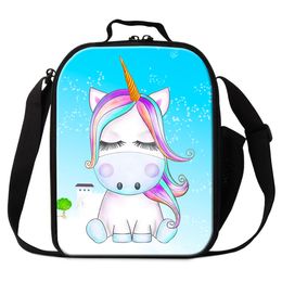 Cute Unicorn Printed Lunch Cooler Bag For Girls Women Small Zipper Lunchbox For Office Children Outdoor Portable Food Lunch Bags Ice Packs