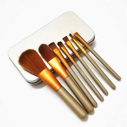 7 Pcs Cosmetic Makeup Brushes Set Powder Foundation Eyeshadow Eyeliner Lip Brush Tool Brand Make Up Brushes pincel maquiagem with metal case