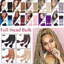 Solid Color 100g/pc Synthetic Kanekalon Braiding Hair Crochet Box Braids Hairstyles Hair Extensions Silver Gray Black Pink Blue Hair