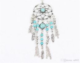 Ethnic Style Women Necklace Tassels Feather Blue Green Turquoise Dream Catcher Necklaces Bohemia Jewellery Pendant New Arrival 3 3gl BB